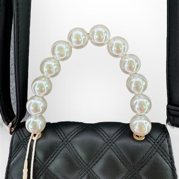 Kayla + Ava Quilted Vegan Leather Crossbody Bag w/ Pearl Handle NWT | Glam Class - Picture 6 of 7